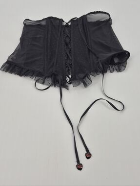 Candy Hearts Savage X Fenty Dot Mesh Open Lace Up Size L Corset Vampire Sexy